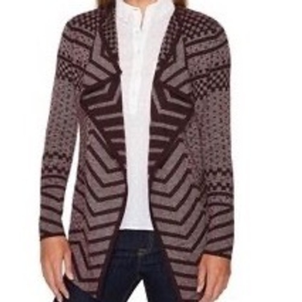 Smartwool Merino Wool Blend Geometric Chevron Open Front Cardigan Sweater M